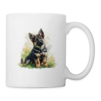 Cute Puppy German Shepherd Watercolor - Tasse - Weiß - Rechts