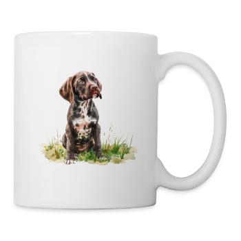Cute Puppy German Shorthaired Pointer Watercolor - Tasse - Weiß - Rechts