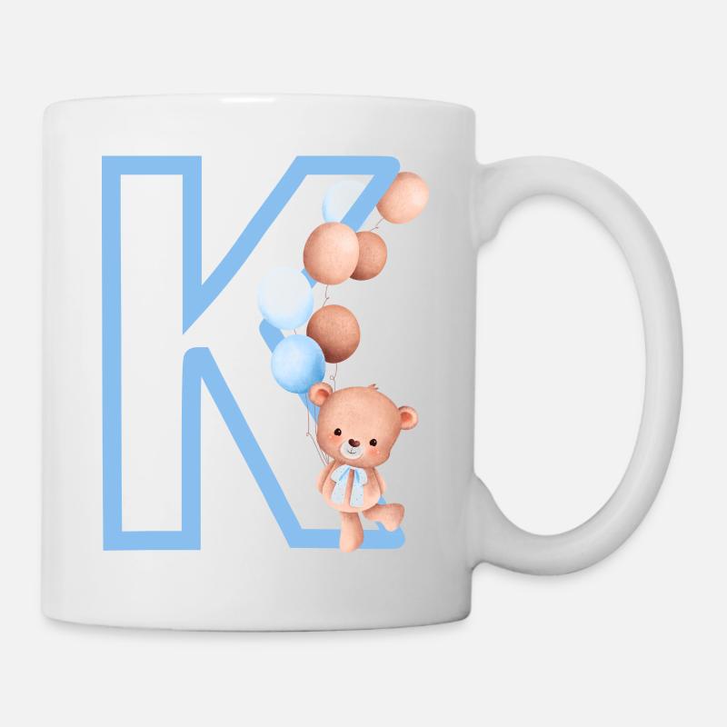 Blauer Buchstabe k Bär - Tasse - Weiß