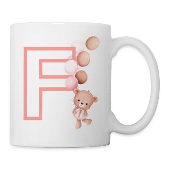 Lettre f rose ours - Mug blanc - blanc - Droite
