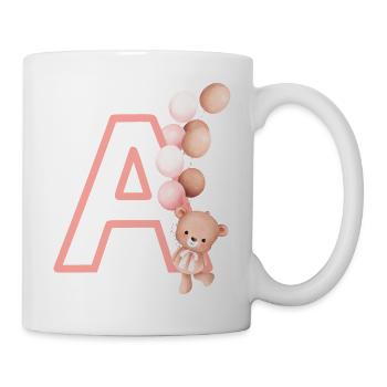 Lettre a rose ours - Mug blanc - blanc - Droite