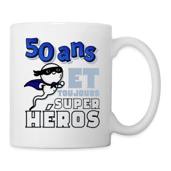 Cadeau homme 50 ans super heros - Mug blanc - blanc - Droite