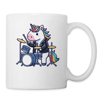 Schlagzeuger, Schlagzeug, Drummer, Musik & Einhorn - Tasse - Weiß - Rechts