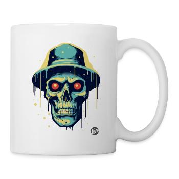 Drôle cool crâne avec chapeau - Mug blanc - blanc - Droite