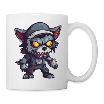 Wolf Halloween Lustig Zombie - Tasse - Weiß - Rechts