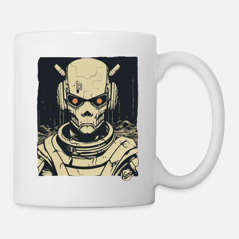 Super Humanoider Totenkopf Schädel Androide Mecha - Tasse - Weiß