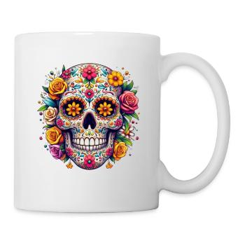 Halloween Schädel Mexiko Blumen La Catrina - Tasse - Weiß - Rechts