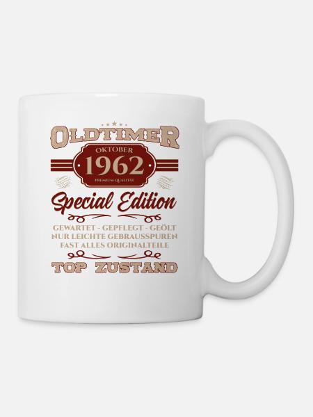 62. Geburtstag Oktober Oldtimer 1962 Jahrgang - Tasse - Weiß