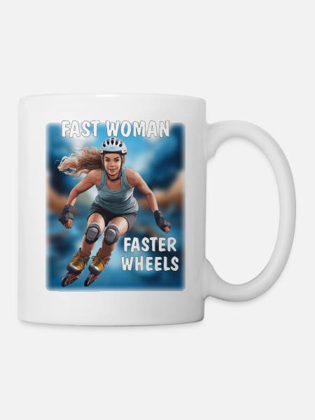 FAST WOMAN, FASTER WHEELS - Tasse - Weiß