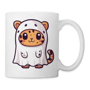 Leopard Halloween Comic Geist - Tasse - Weiß - Rechts