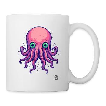 bunter Cartoon Krake Oktopus - Tasse - Weiß - Rechts