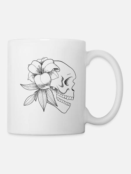 Schädel Schwarz - Tasse - Weiß