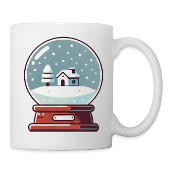 Schneekugel mit weihnachtlicher Landschaft - Tasse - Weiß - Rechts