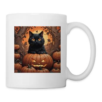 Halloween Black Cat with Jack-o-Lantern Autumn - Mug - white - Right