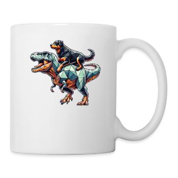Geometric Art Dinosaur T-Rex Rottweiler - Mug - white - Right