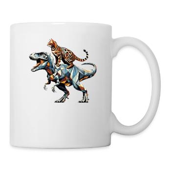 Geometrische Kunst Dinosaurier T-Rex Bengalkatze - Tasse - Weiß - Rechts