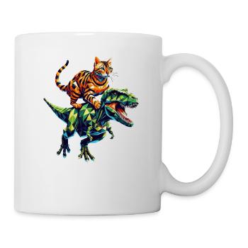Geometrische Kunst Dinosaurier T-Rex Bengalkatze - Tasse - Weiß - Rechts