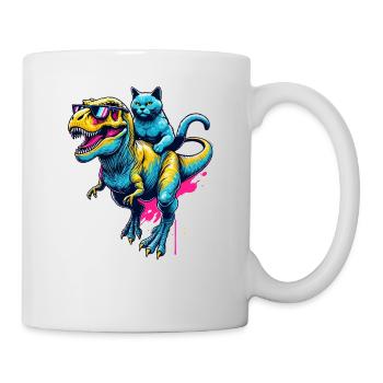 Pop Art Dinosaur T-Rex Chartreux Tyrannosaurus - Mug - white - Right