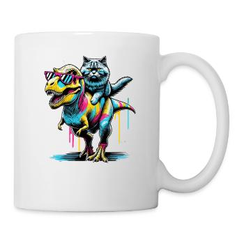 Pop Art Dinosaure T-Rex Chat Sibérien - Mug blanc - blanc - Droite