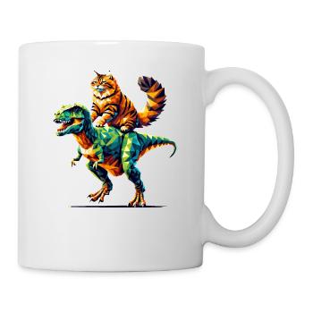 Geometric Art Dinosaur T-Rex Siberian Cat - Mug - white - Right