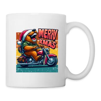 Joyeux Noël Ours Moto Motard Rétro Cool Drôle - Mug blanc - blanc - Droite