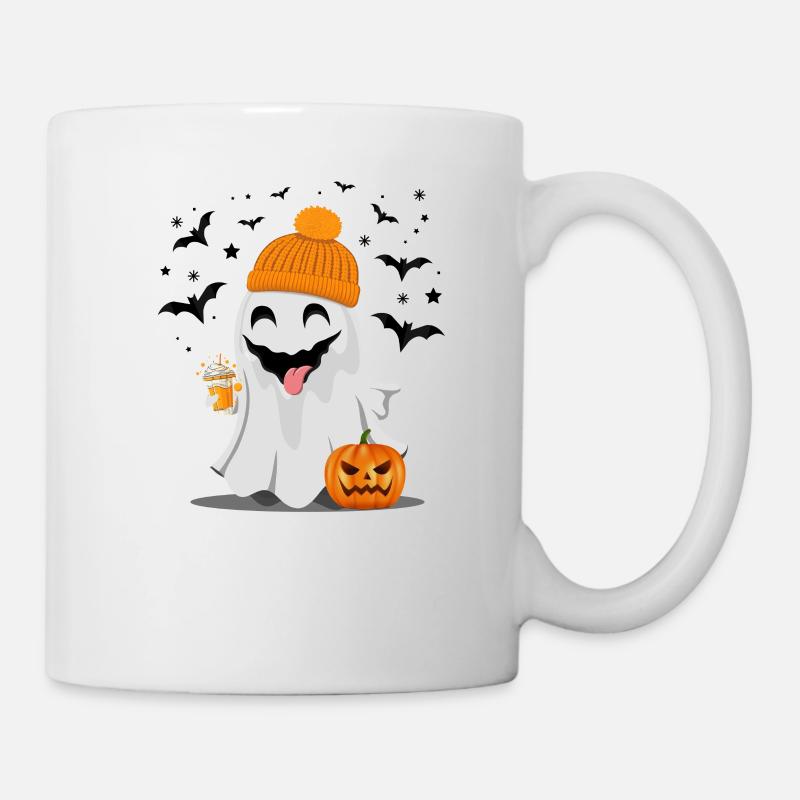 Helloween mit einem lustigen Gespenst - Tasse - Weiß