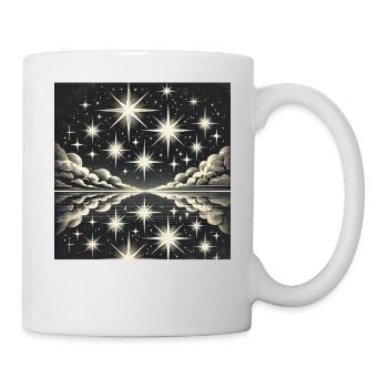 Funkelnder Nachthimmel Sternschnuppe Sterne - Tasse - Weiß - Rechts