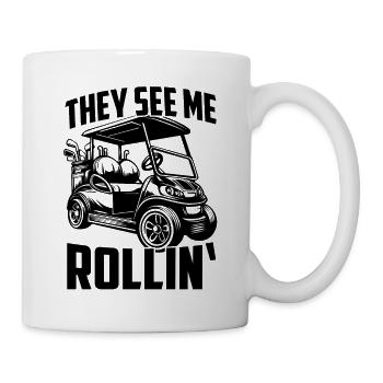 Sie sehen mich rollenden Golfwagen - Tasse - Weiß - Rechts