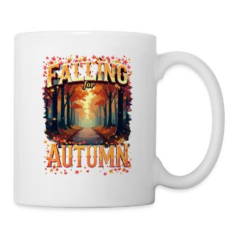 Herbst Frau Natur Blätter Jahreszeit - Tasse - Weiß - Rechts