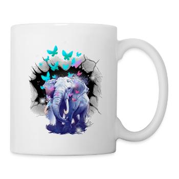 Eléphant Eléphants Papillons Insectes Enfants - Mug blanc - blanc - Droite