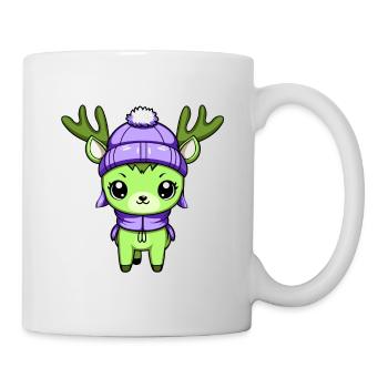 Bande dessinée d’hiver cerf - Mug blanc - blanc - Droite