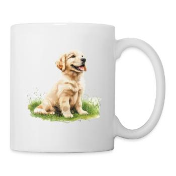 Cute Puppy Golden Retriever Watercolor - Tasse - Weiß - Rechts