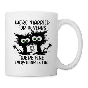16 Jahre Verheiratet Saphirhochzeit Geschenk - Tasse - Weiß - Rechts
