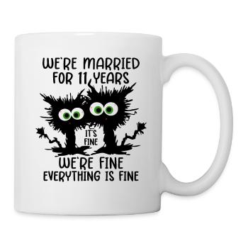 11 Jahre Verheiratet Stahlhochzeit Geschenk - Tasse - Weiß - Rechts