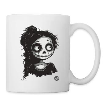 Süßes Skelett Mädchen im gruseligen Cartoon-Stil - Tasse - Weiß - Rechts