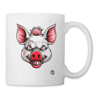 Cochon blanc effrayant psycho horreur - Mug blanc - blanc - Droite