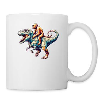 Geometrische Kunst Dinosaurier T-Rex Affe Tyrannosaurus - Tasse - Weiß - Rechts