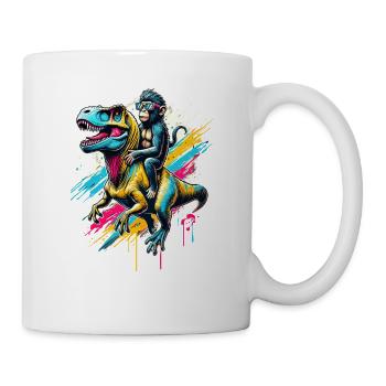 Splash Art Dinosaure T-Rex Singe Tyrannosaurus Rex - Mug blanc - blanc - Droite