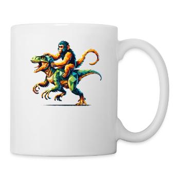 Geometrische Kunst Dinosaurier T-Rex Affe Tyrannosaurus - Tasse - Weiß - Rechts