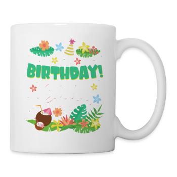 Floral Birthday Squad Tropical Island Party Graphi - Tasse - Weiß - Rechts