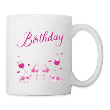 Birthday Squad Glamorous High Heels and Wine Desig - Mug - white - Right