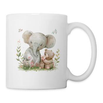 Cute Elephant And Bear Friends - Tasse - Weiß - Rechts