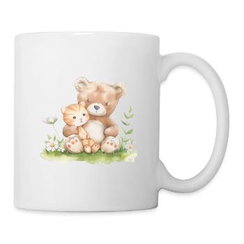 Cute Bear And Cat Friends - Tasse - Weiß - Rechts