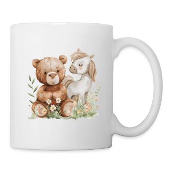 Cute Bear And Horse Friends - Tasse - Weiß - Rechts