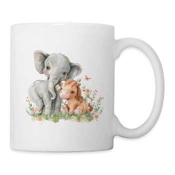 Cute Elephant And Horse Friends - Tasse - Weiß - Rechts