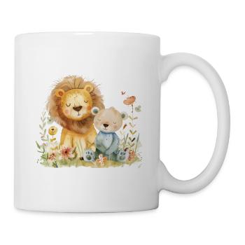 Cute Lion And Bear Friends - Tasse - Weiß - Rechts