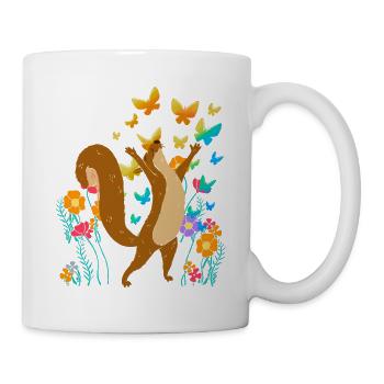 Schmetterlinge Insekten Eichhörnchen Eichhorn Kind - Tasse - Weiß - Rechts