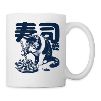 Chat aimant les sushis - Mug blanc - blanc - Droite