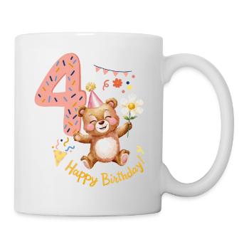 Cute Birthday Bear 4 Years 4th Birthday - Mug - white - Right