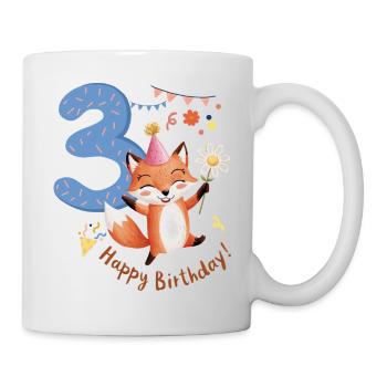 Kind Fuchs 3 Jahre 3. Geburtstag - Tasse - Weiß - Rechts